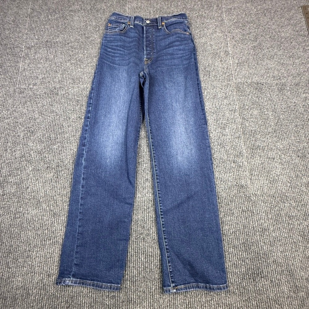 Levis Ribcage Straight Jeans Womens 29 Dark Wash High Rise Button Fly 79078-0046